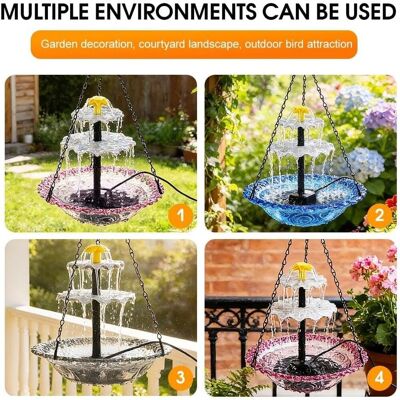 OEM Hängendes, Solarbetriebenes Vogelbad Mit Wasserfall – Gartenbrunnen Mit Zweistufigem Wasserfall – Gartendekoration Für Garten Und Terrasse – Blau – 1 Stück OEM Hängendes, Solarbetriebenes Vogelbad Mit Wasserfall – Gartenbrunnen Mit Zweistufigem Wasserfall – Gartendekoration Für Garten Und Terrasse – Blau – 1 Stück
