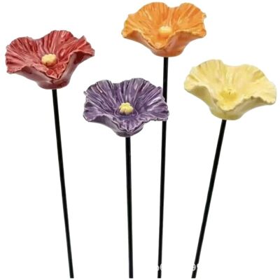 OEM Blumengießstation Aus Keramik Mit Metallstab, Flache Schale Für Bienen/vögel/schmetterlinge, 4er-set, Für Garten/terrasse/balkon. OEM Blumengießstation Aus Keramik Mit Metallstab, Flache Schale Für Bienen/vögel/schmetterlinge, 4er-set, Für Garten/terrasse/balkon.