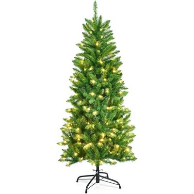 Costway 150cm Künstlicher Weihnachtsbaum mit Warmweißem Licht - Grün Costway 150cm Künstlicher Weihnachtsbaum mit Warmweißem Licht - Grün