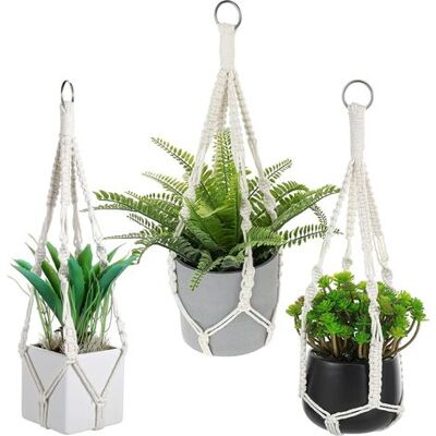 OEM 3-teiliges Makramee-halterung Für Blumentöpfe, Blumenampel Aus Baumwolle, Hängepflanzenhalter Für Innen- Und Außenbereich, Balkon, Gartendeko Im Boho-stil OEM 3-teiliges Makramee-halterung Für Blumentöpfe, Blumenampel Aus Baumwolle, Hängepflanzenhalter Für Innen- Und Außenbereich, Balkon, Gartendeko Im Boho-stil