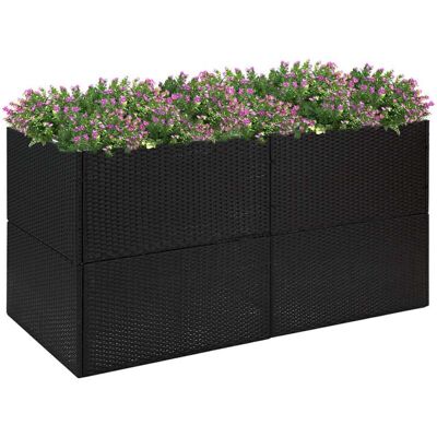 Pflanzkübel Schwarz 157x80x80 Cm Poly Rattan - Vidaxl Pflanzkübel Schwarz 157x80x80 Cm Poly Rattan - Vidaxl