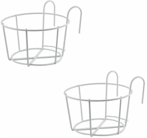 ETING 2 Pieces Round Flower Stand Hook, Round Balcony Planter Stand, Metal Pot Holder Fence, Plant Pot Railing Hanging Fence, Suitable for Balcony, Garden,