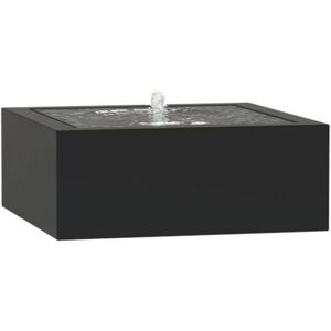 Wassertisch Aluminium schwarzgrau Wasserspiel mit Pumpe und led verschiedene Größen 100x100x40 cm (1 Edelstahldüse) - Adezz