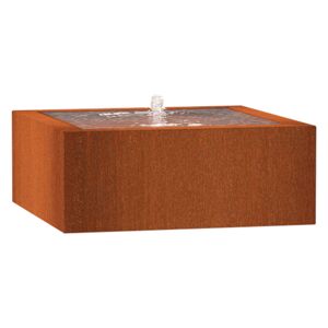 Adezz Wassertisch Corten-Stahl Rost braun/orange Wasserspiel mit Pumpe und LED verschiedene Größen 100x100x40 cm (1 Edelstahldüse)