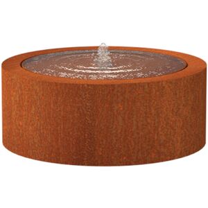 Wassertisch rund Corten-Stahl Rost braun/orange Wasserspiel mit Pumpe & led verschiedene Größe 100x40 cm - Adezz