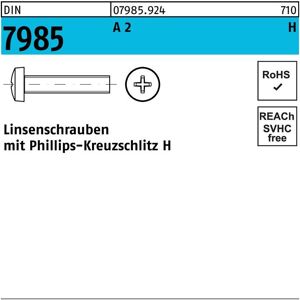 Linsenschraube DIN 7985 PH M6x 60-H A 2 100 Stück