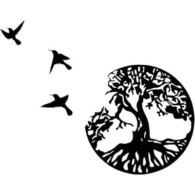 Osqi - Wandkunst Aus Metall, Baum Des Lebens Mit Vögeln, Schwarze Deko – 28 Cm, Baum Des Lebens, Wandkunst, Moderne Metallwandkunst, Familienschild, Metallbaum, Heimdekoration Osqi - Wandkunst Aus Metall, Baum Des Lebens Mit Vögeln, Schwarze Deko – 28 Cm, Baum Des Lebens, Wandkunst, Moderne Metallwandkunst, Familienschild, Metallbaum, Heimdekoration