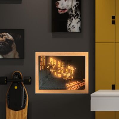JUTE Dekoratives Bild Mit Dreifarbiger Ambientebeleuchtung, Warmem, Modernem Und Minimalistischem Stil, Beruhigendem Fensterlicht. JUTE Dekoratives Bild Mit Dreifarbiger Ambientebeleuchtung, Warmem, Modernem Und Minimalistischem Stil, Beruhigendem Fensterlicht.