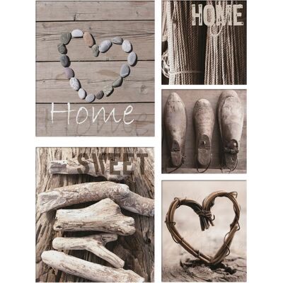 Art For The Home - Home Sweet Home - Leinwandbild Set - 5-er Set Grau - 80x60 Cm Art For The Home - Home Sweet Home - Leinwandbild Set - 5-er Set Grau - 80x60 Cm