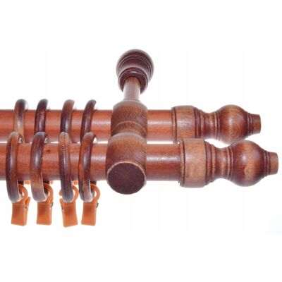 OEM Doppelte Gardinenstange Aus Holz, Erlenholz, 100 Cm, Klassisch OEM Doppelte Gardinenstange Aus Holz, Erlenholz, 100 Cm, Klassisch