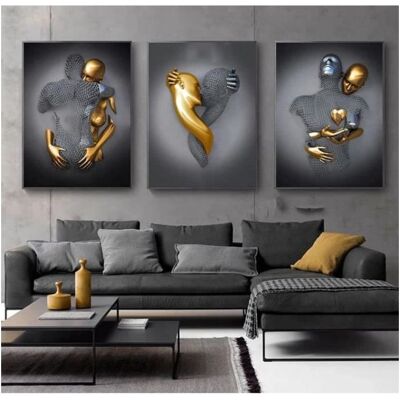 Generic Wandbild „liebesherz“ Mit 3d-effekt, 3-teiliges Abstraktes Metallfiguren-set Aus Stahldraht, Leinwanddruck 50 X 70 Cm (ohne Rahmen) Generic Wandbild „liebesherz“ Mit 3d-effekt, 3-teiliges Abstraktes Metallfiguren-set Aus Stahldraht, Leinwanddruck 50 X 70 Cm (ohne Rahmen)