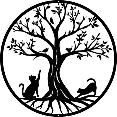 OEM Pduoduo Lebensbaum Aus Metall – Wanddekoration Aus Metall Mit Katzenmotiv, Schwarze Wanddeko, Silhouette-wandkunst Für Drinnen Und Draußen, 30 Cm OEM Pduoduo Lebensbaum Aus Metall – Wanddekoration Aus Metall Mit Katzenmotiv, Schwarze Wanddeko, Silhouette-wandkunst Für Drinnen Und Draußen, 30 Cm