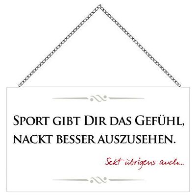 WEITERE Schild Mit Spruch Sport & Sekt, 23 X 13 Cm Mit Kette Deko-accessoires WEITERE Schild Mit Spruch Sport & Sekt, 23 X 13 Cm Mit Kette Deko-accessoires