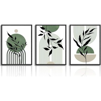 OEM Grüne Wandkunst, Minimalistische Abstrakte Geometrische Botanische Wandkunst, Modernes Poster Für Wohnzimmer, Schlafzimmer, Badezimmer, 30 X 40 Cm, Ungerahmt, 3er-set OEM Grüne Wandkunst, Minimalistische Abstrakte Geometrische Botanische Wandkunst, Modernes Poster Für Wohnzimmer, Schlafzimmer, Badezimmer, 30 X 40 Cm, Ungerahmt, 3er-set