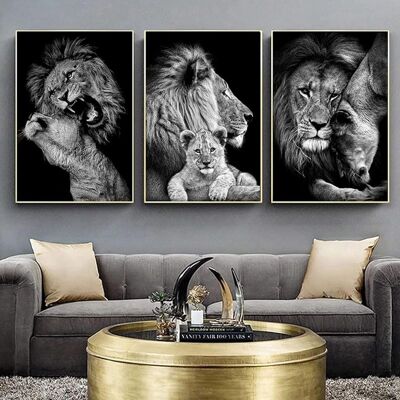TEHTUY Löwenfamilie Afrika Gemälde Schwarz-weiß Leinwandbild Poster Wanddekoration Bild Kunst, Leinwanddruck Schlafzimmer Heimwanddekor Ungerahmte Kunst (b, 3x30x40cm) TEHTUY Löwenfamilie Afrika Gemälde Schwarz-weiß Leinwandbild Poster Wanddekoration Bild Kunst, Leinwanddruck Schlafzimmer Heimwanddekor Ungerahmte Kunst (b, 3x30x40cm)