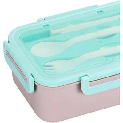 HEAT Große Bento-lunchbox Mit Fächern, Aus Lebensmittelechtem Polypropylen, Tragbar, Für Zuhause, Büro, Schule Und Schüler, Grün, 1400 Ml HEAT Große Bento-lunchbox Mit Fächern, Aus Lebensmittelechtem Polypropylen, Tragbar, Für Zuhause, Büro, Schule Und Schüler, Grün, 1400 Ml