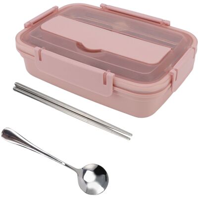 HEAT Lunchbox Aus Edelstahl 304 Mit 4 Fächern, Passendes Geschirr, Ideal Für Schule Und Büro (rosa). HEAT Lunchbox Aus Edelstahl 304 Mit 4 Fächern, Passendes Geschirr, Ideal Für Schule Und Büro (rosa).