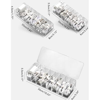 HEAT 8-teilige, Transparente Kabelaufbewahrungsbox Aus Kunststoff – Datenkabel-aufbewahrungsbehälter – Platzsparende Kabelmanagementbox Zur Aufbewahrung Von Ohrringen, Ringen Und Datenkabeln HEAT 8-teilige, Transparente Kabelaufbewahrungsbox Aus Kunststoff – Datenkabel-aufbewahrungsbehälter – Platzsparende Kabelmanagementbox Zur Aufbewahrung Von Ohrringen, Ringen Und Datenkabeln