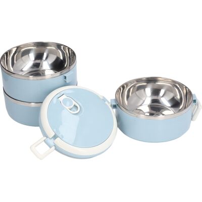 HEAT Thermos-lunchbox Aus Edelstahl 304, 3-lagig, Auslaufsicher, Runde Isolierbox Für Büro Und Schule, Blau HEAT Thermos-lunchbox Aus Edelstahl 304, 3-lagig, Auslaufsicher, Runde Isolierbox Für Büro Und Schule, Blau