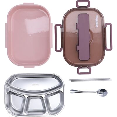 HEAT Edelstahl-lunchbox Für Büroangestellte, Schüler Und Kinder, Separate Isolierte Lunchbox, Rosa Und Lila, Vier Fächer, Einzel-lunchbox HEAT Edelstahl-lunchbox Für Büroangestellte, Schüler Und Kinder, Separate Isolierte Lunchbox, Rosa Und Lila, Vier Fächer, Einzel-lunchbox