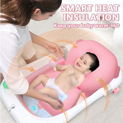 HEAT Tragbare Babybadewanne, Faltbare Babybadewanne, Rutschfestes Duschbecken Mit Babykissen Für Kinder HEAT Tragbare Babybadewanne, Faltbare Babybadewanne, Rutschfestes Duschbecken Mit Babykissen Für Kinder