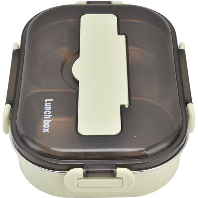 HEAT Tragbare Kinder-lunchbox Aus Edelstahl 304, 1,3 L, Vier Fächer, Bento-box Mit Suppenschüssel, Essstäbchen Und Löffel, Grün HEAT Tragbare Kinder-lunchbox Aus Edelstahl 304, 1,3 L, Vier Fächer, Bento-box Mit Suppenschüssel, Essstäbchen Und Löffel, Grün