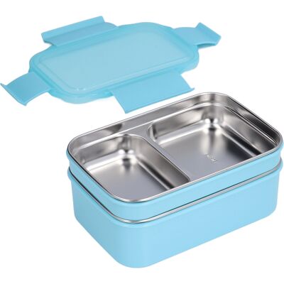HEAT Elektrische Lunchbox Aus Edelstahl 304, Doppelwandig Isoliert, Mit Fach Für Büro, Schule Und Reisen, Blau HEAT Elektrische Lunchbox Aus Edelstahl 304, Doppelwandig Isoliert, Mit Fach Für Büro, Schule Und Reisen, Blau