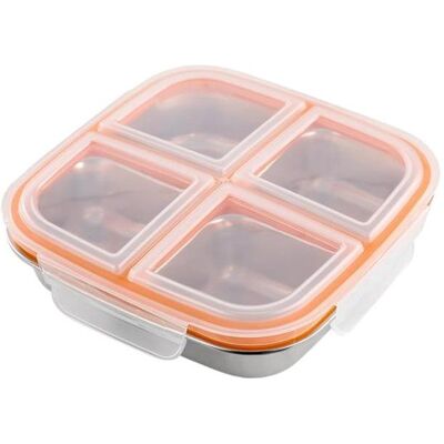 OEM Edelstahl-lunchbox Mit 4 Fächern Wiederverwendbar Geeignet Für Kinder Und Erwachsene Auslaufsicher Mit Deckel Ideal Für Zuhause Büro Und Reisen 600 Ml OEM Edelstahl-lunchbox Mit 4 Fächern Wiederverwendbar Geeignet Für Kinder Und Erwachsene Auslaufsicher Mit Deckel Ideal Für Zuhause Büro Und Reisen 600 Ml