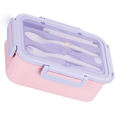 HEAT Große Bento-lunchbox Mit Fächern, Aus Lebensmittelechtem Polypropylen, Tragbar, Ideal Für Zuhause, Büro, Schule Und Studenten, Lila Und Rosa, 1400 Ml HEAT Große Bento-lunchbox Mit Fächern, Aus Lebensmittelechtem Polypropylen, Tragbar, Ideal Für Zuhause, Büro, Schule Und Studenten, Lila Und Rosa, 1400 Ml