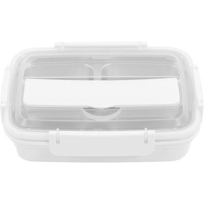 HEAT Weiße Lunchbox Aus Edelstahl 304 Mit 4 Fächern, Ideal Für Schule Und Büro. HEAT Weiße Lunchbox Aus Edelstahl 304 Mit 4 Fächern, Ideal Für Schule Und Büro.