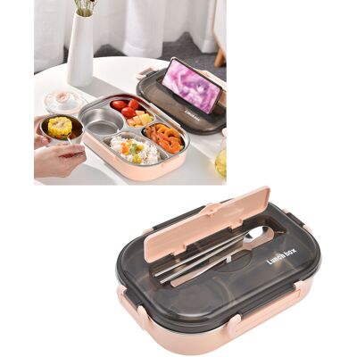 JUTE Isolierte Lunchbox Aus Edelstahl 304, Unterteilt, Ideal Für Büroangestellte, Kinder Und Schulkinder, Rosa. JUTE Isolierte Lunchbox Aus Edelstahl 304, Unterteilt, Ideal Für Büroangestellte, Kinder Und Schulkinder, Rosa.