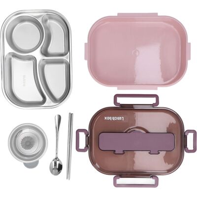 HEAT Edelstahl-lunchbox Für Büroangestellte, Schüler, Kinder, Kantinenbox Mit Fächern, Isoliert (rosa Und Lila, Vierfach Gefächerte Suppenschüssel-einzel-lunchbox) HEAT Edelstahl-lunchbox Für Büroangestellte, Schüler, Kinder, Kantinenbox Mit Fächern, Isoliert (rosa Und Lila, Vierfach Gefächerte Suppenschüssel-einzel-lunchbox)