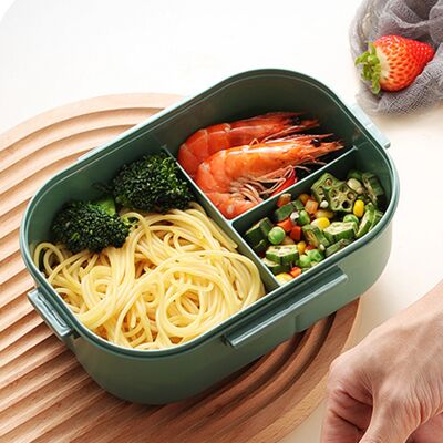 JUTE Dicke, Doppelwandige Lunchbox Mit Fächern Für Schüler Und Büroangestellte, Grün. JUTE Dicke, Doppelwandige Lunchbox Mit Fächern Für Schüler Und Büroangestellte, Grün.