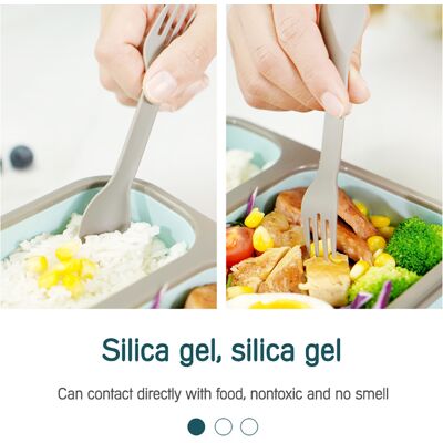 HEAT Faltbare Silikon-lunchbox Mit 2 Fächern, Große Bento-box, Mikrowellen-, Spülmaschinen- Und Gefriergeeignet HEAT Faltbare Silikon-lunchbox Mit 2 Fächern, Große Bento-box, Mikrowellen-, Spülmaschinen- Und Gefriergeeignet