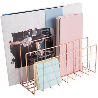 JUTE Dreiteiliger Schreibtischorganizer Aus Metall Für Bücher Und Dokumente – Roségold JUTE Dreiteiliger Schreibtischorganizer Aus Metall Für Bücher Und Dokumente – Roségold