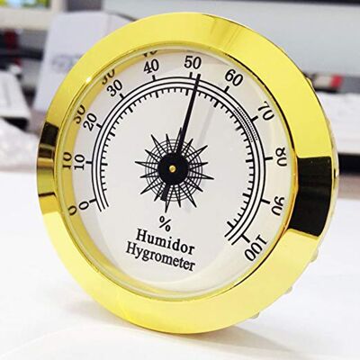JUTE Rundes, Goldfarbenes Analoges Hygrometer Für Zigarrenhumidore (gitarre, Violine, Zigarrenkiste, Tabak) – 1 Stück JUTE Rundes, Goldfarbenes Analoges Hygrometer Für Zigarrenhumidore (gitarre, Violine, Zigarrenkiste, Tabak) – 1 Stück