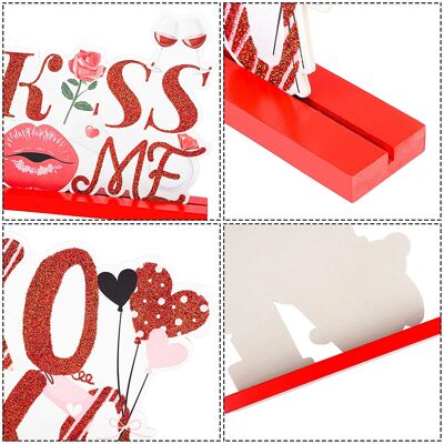 JUTE Valentinstag-schreibtischdekoration, Handgefertigter Holzschmuck, Tischdekoration, Kiss (einheitsgröße) JUTE Valentinstag-schreibtischdekoration, Handgefertigter Holzschmuck, Tischdekoration, Kiss (einheitsgröße)