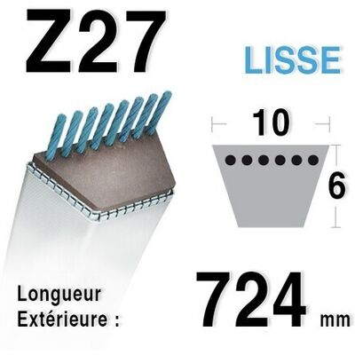 JARDIN PRATIC Z27 10x6mm 723mm Riemen JARDIN PRATIC Z27 10x6mm 723mm Riemen
