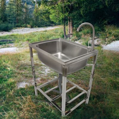MONSTER SHOP Edelstahl-metall-camping-spüle Mit Wasserhahn Und Abflussrohr Outdoor-waschbecken Freistehend Tragbar MONSTER SHOP Edelstahl-metall-camping-spüle Mit Wasserhahn Und Abflussrohr Outdoor-waschbecken Freistehend Tragbar