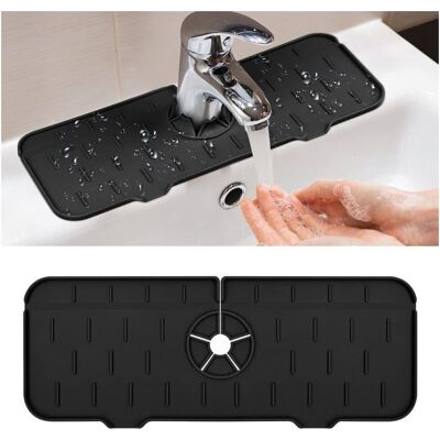 Generic Tropffreier Wasserhahngriff, Silikon-wasserhahnmatte Für Spülbecken, Multifunktionale Abtropfmatte (schwarz) Generic Tropffreier Wasserhahngriff, Silikon-wasserhahnmatte Für Spülbecken, Multifunktionale Abtropfmatte (schwarz)