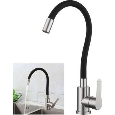 ABYSSE Flexible Küchenarmatur Mit Hohem Schwenkauslauf, Flexible Spültischarmatur, Gebürsteter Edelstahl Und Schwarz, Einloch-spültischarmatur Für Warm- Und Kaltwasser ABYSSE Flexible Küchenarmatur Mit Hohem Schwenkauslauf, Flexible Spültischarmatur, Gebürsteter Edelstahl Und Schwarz, Einloch-spültischarmatur Für Warm- Und Kaltwasser