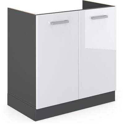 Vicco - Spülenunterschrank R-line, Weiß Hochglanz, 80 Cm Ohne Arbeitsplatte Vicco - Spülenunterschrank R-line, Weiß Hochglanz, 80 Cm Ohne Arbeitsplatte