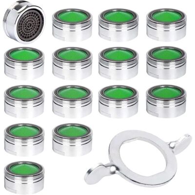 URSUS 15 Stück Wasserhahn Strahlregler, Edelstahl Wasserhahn Belüfter M24 Mit Abs-filter, Wassersparer Düse Perlator Wasserhahn Küche Und Badezimmer Material+15 Dichtungen Und 1 Schlüssel Silber URSUS 15 Stück Wasserhahn Strahlregler, Edelstahl Wasserhahn Belüfter M24 Mit Abs-filter, Wassersparer Düse Perlator Wasserhahn Küche Und Badezimmer Material+15 Dichtungen Und 1 Schlüssel Silber