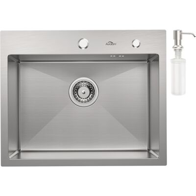 AURALUM 55 X 45 Cm Edelstahl Einbauspüle, Küche Spülbecken, Küchenspüle Inkl. Seifenspender, Ablaufgarnitur Für Ab 60er Unterschrank AURALUM 55 X 45 Cm Edelstahl Einbauspüle, Küche Spülbecken, Küchenspüle Inkl. Seifenspender, Ablaufgarnitur Für Ab 60er Unterschrank