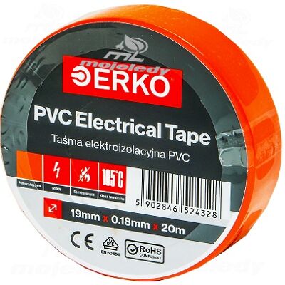 ERKO 8 Stück Elektrisches Isolierband - Professionell, Orange, 19mm x 20m ERKO 8 Stück Elektrisches Isolierband - Professionell, Orange, 19mm x 20m