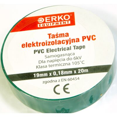 ERKO Grüne Isolierband 19mm x 20m - Elektrisches Isolierband ERKO Grüne Isolierband 19mm x 20m - Elektrisches Isolierband