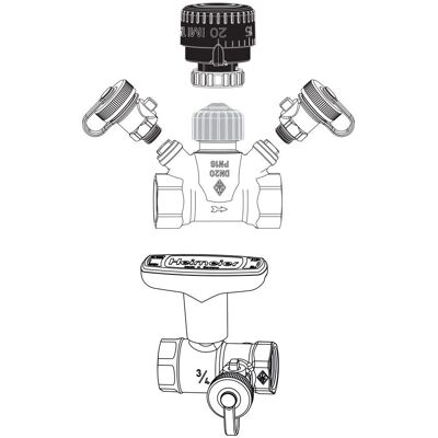 Heimeier - Imi Ta Strangventil Ta-multi Set 2, Dn 40 Handrad, Entleerung, Globo H, Rotguss Heimeier - Imi Ta Strangventil Ta-multi Set 2, Dn 40 Handrad, Entleerung, Globo H, Rotguss