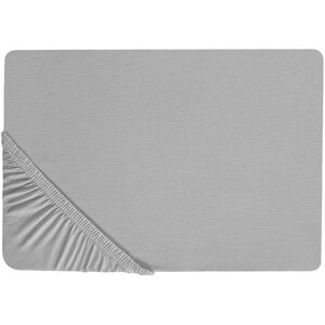 Beliani HOFUF Baumwoll Spannbettlaken Hellgrau - Bettwäsche Beliani HOFUF Baumwoll Spannbettlaken Hellgrau - Bettwäsche