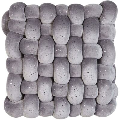 Beliani Graues Samtknoten-Kissen - 30x30cm - Modernes Dekor Beliani Graues Samtknoten-Kissen - 30x30cm - Modernes Dekor