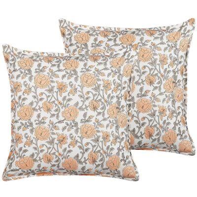 Beliani Baumwoll Blümchenmuster Kissen - 45x45cm Beliani Baumwoll Blümchenmuster Kissen - 45x45cm
